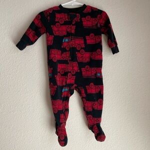 Carter's Baby Cozy and Warm Black and Red Fire Truck Fleece Footie size 6M